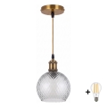BRILAGI - lustru LED pe cablu RETRO GLASS 1xE27/60W/230V Ø 25 cm auriu/gri fumuriu