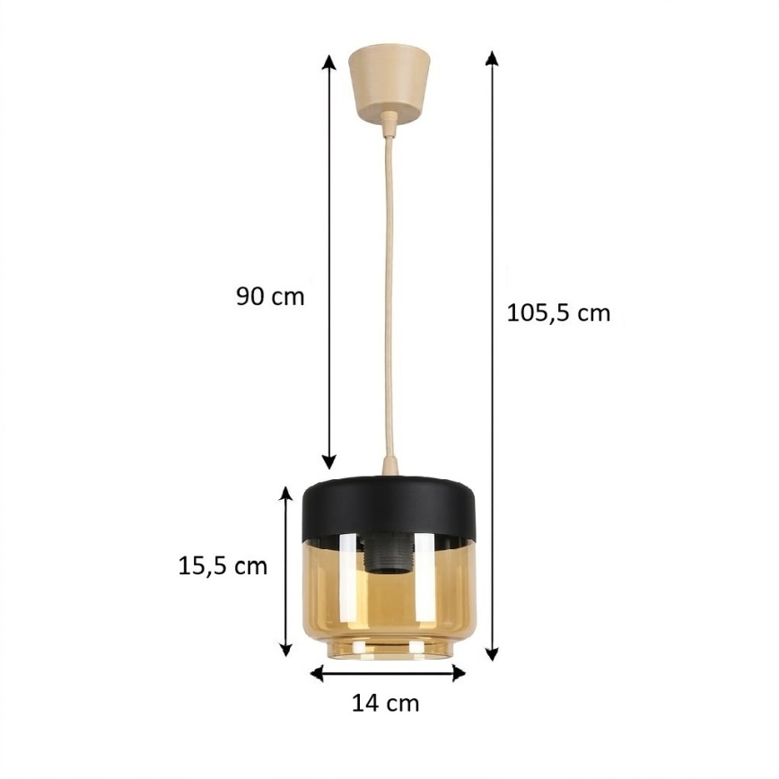 Brilagi - Candelabru LED RETRO GLASS 1xE27/60W/230V Ø 14 cm bej/fumuriu bej/negru