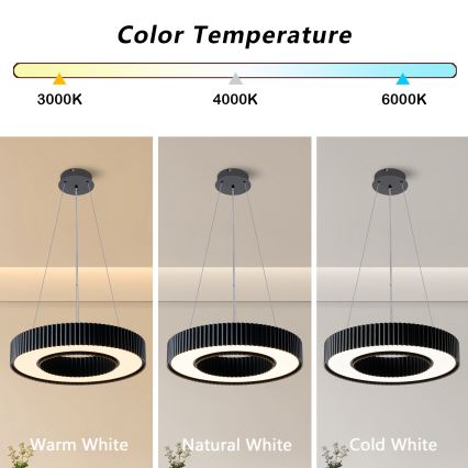 Brilagi - Lustră LED dimabilă pe cablu LUMIX LED/48W/230V 3000-6000K neagră Ø 50 cm + telecomandă