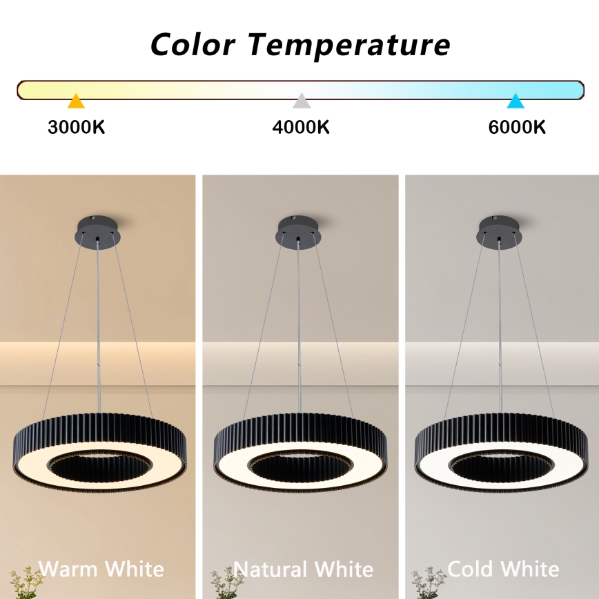 Brilagi - Lustră LED dimabilă pe cablu LUMIX LED/48W/230V 3000-6000K neagră Ø 50 cm + telecomandă