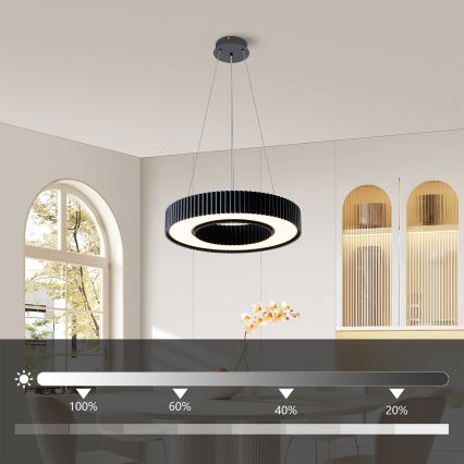 Brilagi - Lustră LED dimabilă pe cablu LUMIX LED/48W/230V 3000-6000K neagră Ø 50 cm + telecomandă