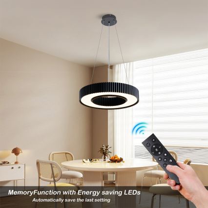 Brilagi - Lustră LED dimabilă pe cablu LUMIX LED/48W/230V 3000-6000K neagră Ø 50 cm + telecomandă