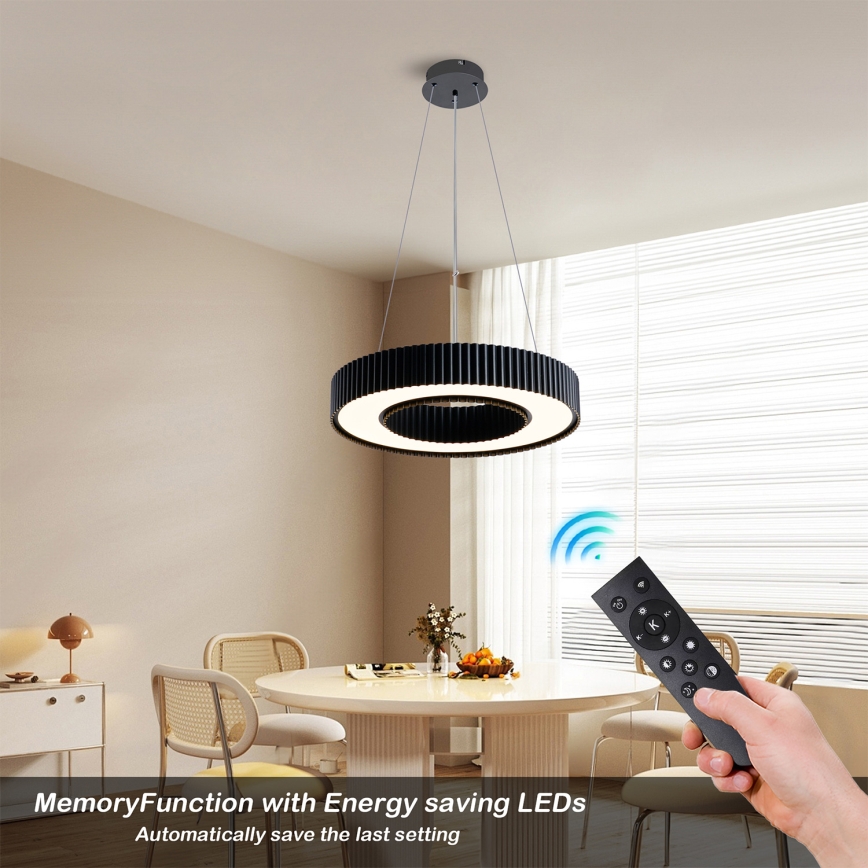 Brilagi - Lustră LED dimabilă pe cablu LUMIX LED/48W/230V 3000-6000K neagră Ø 50 cm + telecomandă