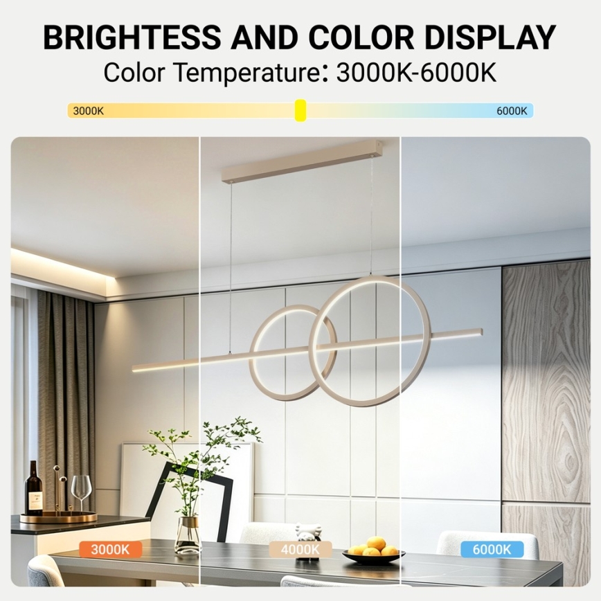 BRILAGI - Lustra LED reglabilă pe cablu SIGNATURE LED/53W/230V 3000-6000K 120 cm bej+ telecomandă