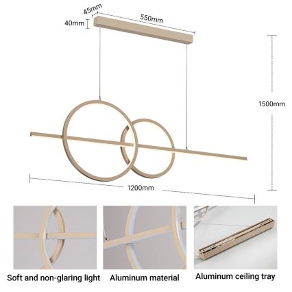 BRILAGI - Lustra LED reglabilă pe cablu SIGNATURE LED/53W/230V 3000-6000K 120 cm bej+ telecomandă