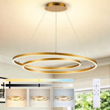 BRILAGI - Lustru LED reglabil pe cablu TWISTER LED/105W/230V 3000–6000K, diametru 100 cm, auriu + telecomandă