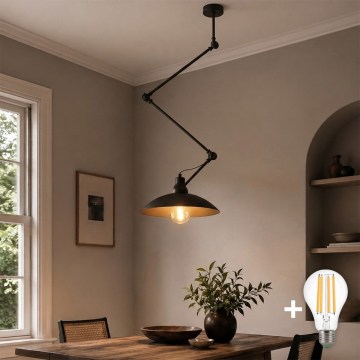 Brilagi - Lustru LED reglabil pe tijă IRONBEAM 1xE27/60W/230V negru