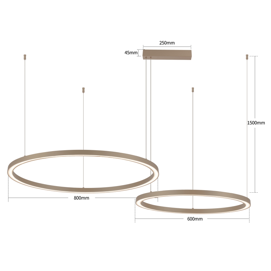 Brilagi - Lustră suspendată pe cablu dimmabilă PORTOFINO LED/98W/230V 3000-6000K bej + telecomandă