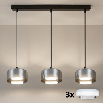 Brilagi - Lustru LED RGB+CCT reglabil, suspendat pe cablu AURA LUX 3xGX53/14W/230V 2700-6500K Wi-Fi Tuya negru/fumuriu