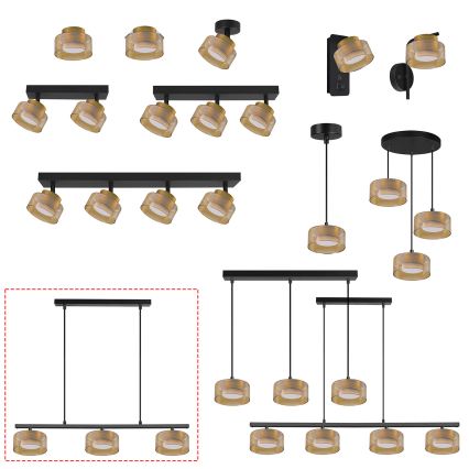 Brilagi - Lustră LED RGB+CCT dimmabilă suspendată pe cablu AURA LUX 3xGX53/14W/230V 2700-6500K Wi-Fi Tuya negru/auriu