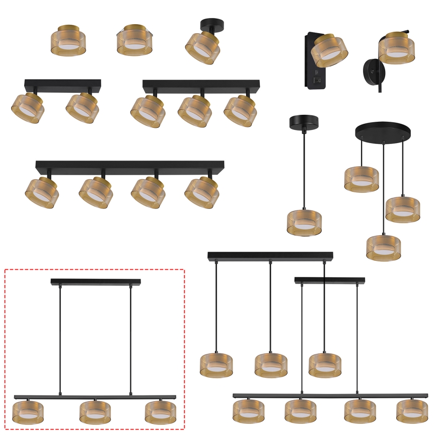 Brilagi - Lustră LED RGB+CCT dimmabilă suspendată pe cablu AURA LUX 3xGX53/14W/230V 2700-6500K Wi-Fi Tuya negru/auriu