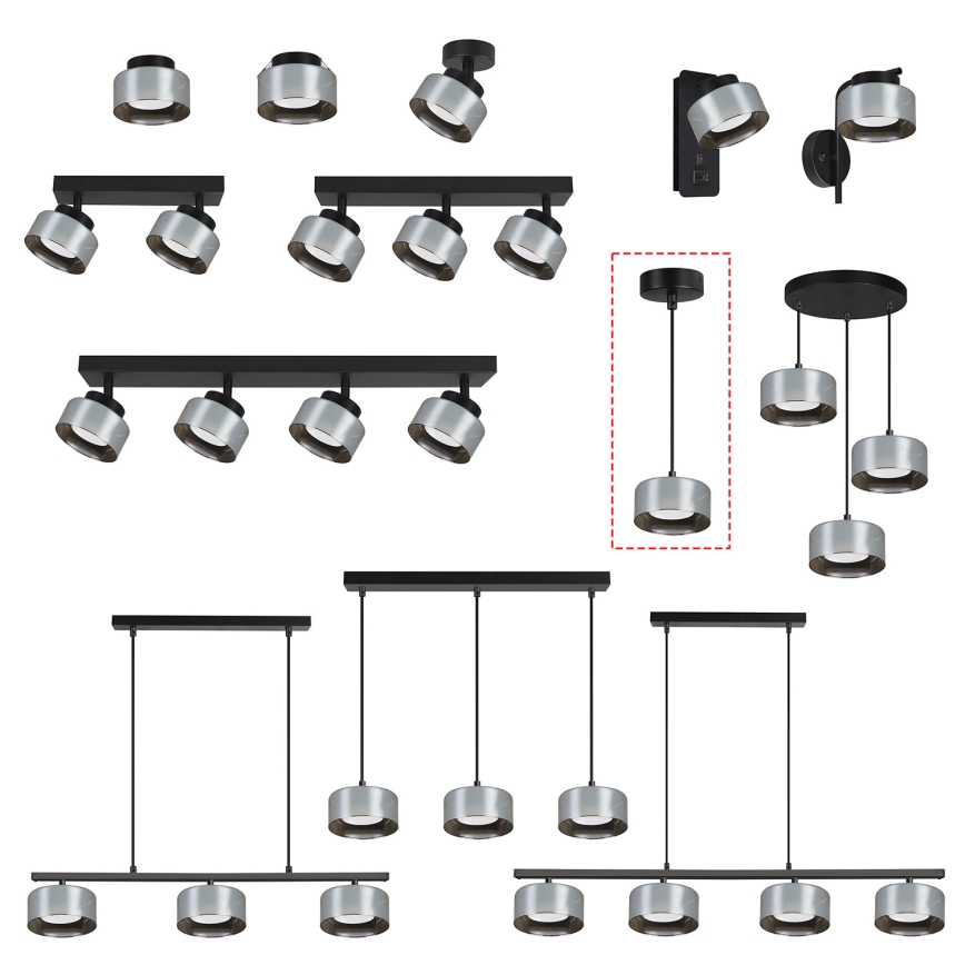 Brilagi - LED RGB+CCT lustră reglabilă suspendată pe cablu AURA LUX 1xGX53/14W/230V 2700-6500K Wi-Fi Tuya negru/fumuriu