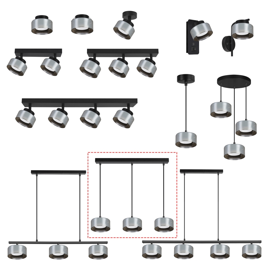 Brilagi - Lustru LED RGB+CCT reglabil, suspendat pe cablu AURA LUX 3xGX53/14W/230V 2700-6500K Wi-Fi Tuya negru/fumuriu