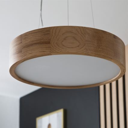 Brilagi - Lustra LED RGBW reglabilă suspendată pe cablu CARVALHO 2xE27/9W/230V 2700-6500K Wi-Fi stejar Ø 37 cm