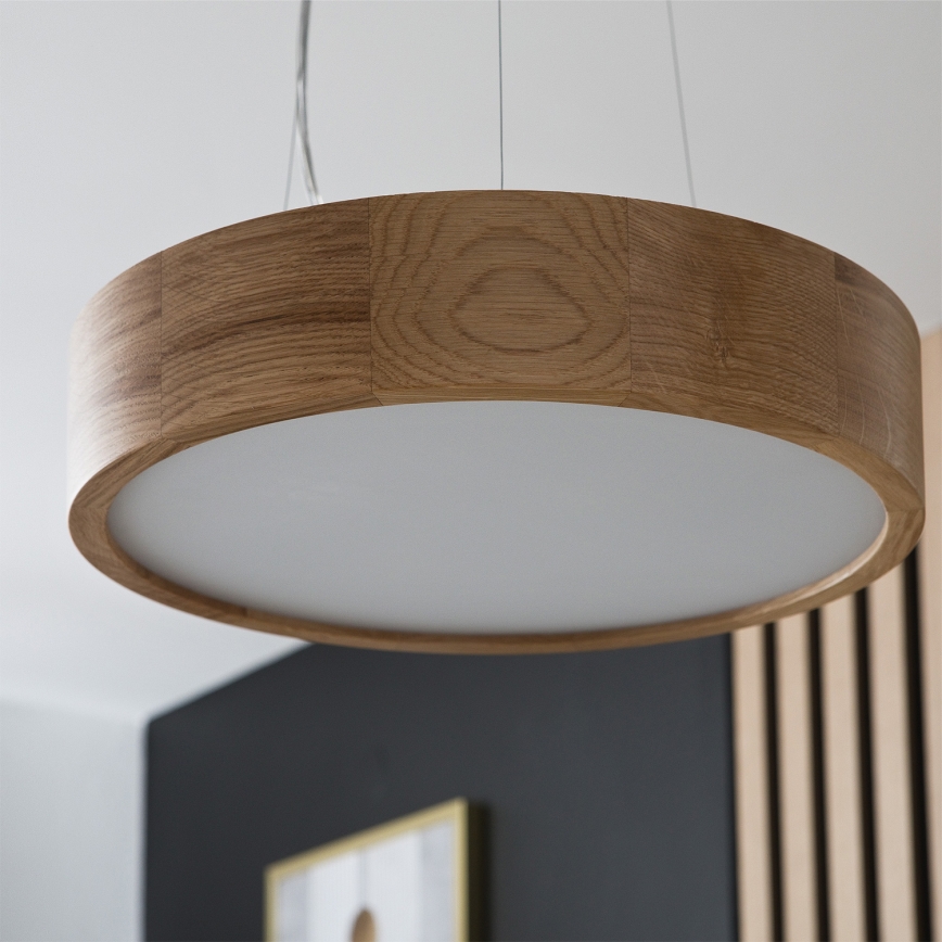 Brilagi - Lustra LED RGBW reglabilă suspendată pe cablu CARVALHO 2xE27/9W/230V 2700-6500K Wi-Fi stejar Ø 37 cm