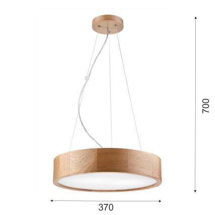 Brilagi - Lustra LED RGBW reglabilă suspendată pe cablu CARVALHO 2xE27/9W/230V 2700-6500K Wi-Fi stejar Ø 37 cm