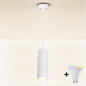 Brilagi - Lustru LED RGBW dimabil, suspendat pe cablu SELE, 1xGU10/4,8W/230V, 3000K, alb + telecomandă