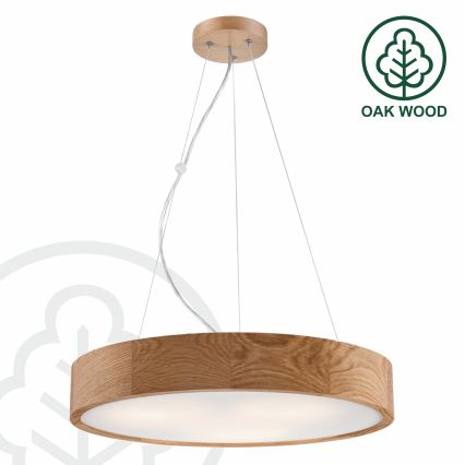 Brilagi - Lustră suspendată pe cablu LED RGBW dimmabilă CARVALHO 3xE27/9W/230V 2700-6500K Wi-Fi, finisaj stejar, Ø 47,5 cm