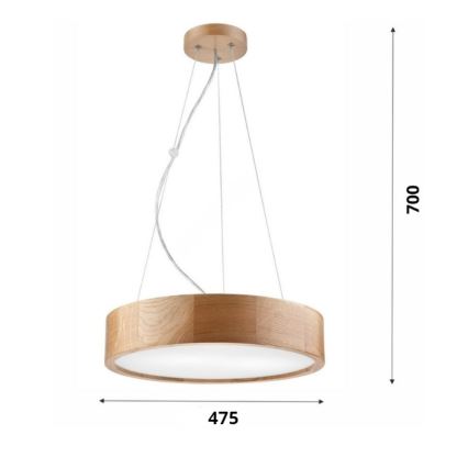 Brilagi - Lustră suspendată pe cablu LED RGBW dimmabilă CARVALHO 3xE27/9W/230V 2700-6500K Wi-Fi, finisaj stejar, Ø 47,5 cm