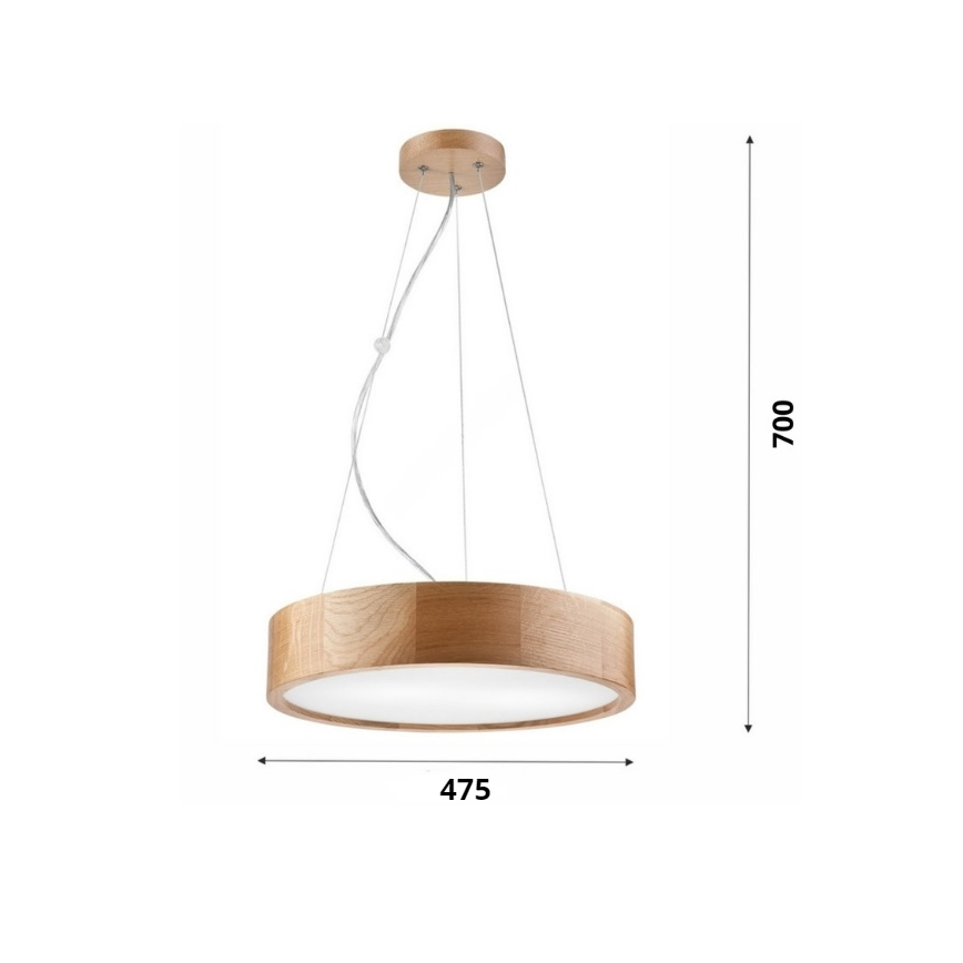 Brilagi - Lustră suspendată pe cablu LED RGBW dimmabilă CARVALHO 3xE27/9W/230V 2700-6500K Wi-Fi, finisaj stejar, Ø 47,5 cm