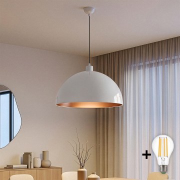 Brilagi - Lustru LED suspendat pe cablu METALO 1xE27/40W/230V Ø 60 cm alb/cupru