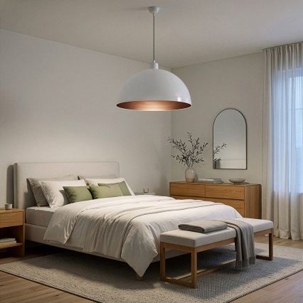 Brilagi - Lustru LED suspendat pe cablu METALO 1xE27/40W/230V Ø 60 cm alb/cupru