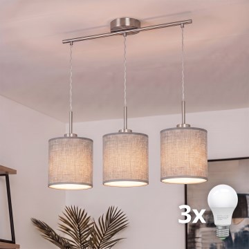Brilagi - Lustru LED suspendat pe cablu NUBILA 3xE27/60W/230V gri