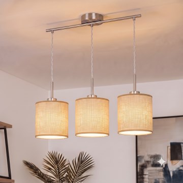 Brilagi - Lustru LED suspendat pe cablu NUBILA 3xE27/60W/230V maro deschis