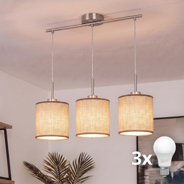 Brilagi - Lustru LED suspendat pe cablu NUBILA 3xE27/60W/230V maro