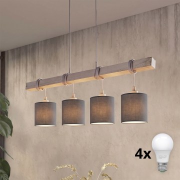 Brilagi - Lustru LED suspendat pe cablu NUBILA 4xE27/60W/230V gri/antracit