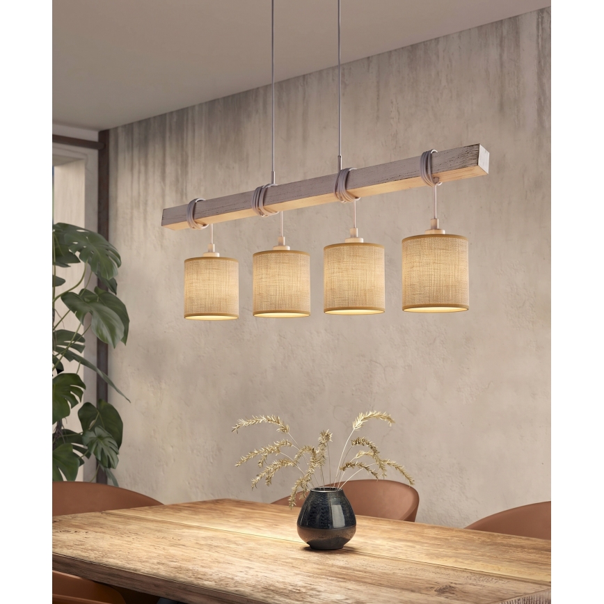 BRILAGI - lustru LED suspendat pe cablu NUBILA 4xE27/60W/230V gri/maro deschis
