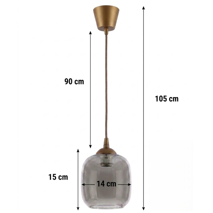 Brilagi - Lustră LED suspendată pe cablu RETRO GLASS 1xE27/60W/230V, diam. 14 cm, maro/gri fumuriu