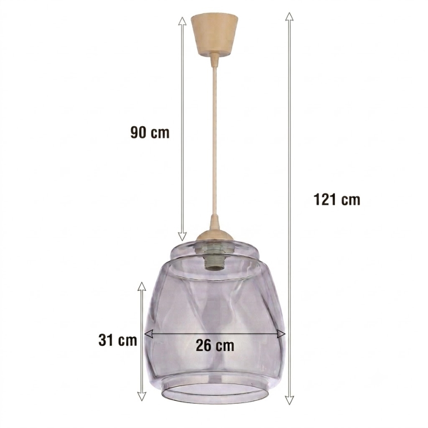 Brilagi - Lustră LED suspendată pe cablu RETRO GLASS 1xE27/60W/230V Ø 26 cm bej/gri fumuriu