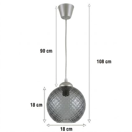 Brilagi - Lustră LED suspendată pe cablu RETRO GLASS 1xE27/60W/230V Ø 18 cm argintiu/gri fumuriu