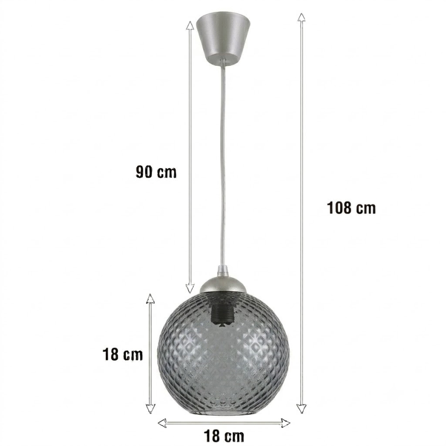 Brilagi - Lustră LED suspendată pe cablu RETRO GLASS 1xE27/60W/230V Ø 18 cm argintiu/gri fumuriu