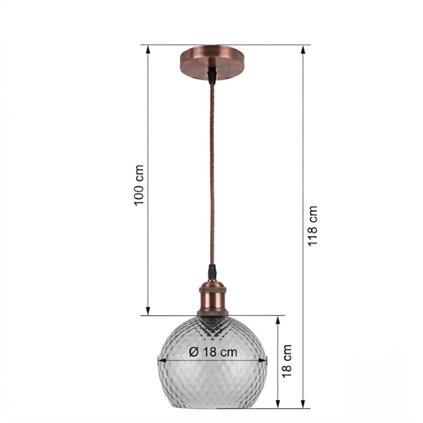 Brilagi - Lustră LED suspendată pe cablu RETRO GLASS 1xE27/60W/230V Ø 18 cm alb/gri fumuriu