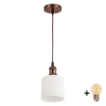 BRILAGI - Lustru LED suspendat pe cablu RETRO GLASS 1xE27/60W/230V Ø 13 cm cupru/alb