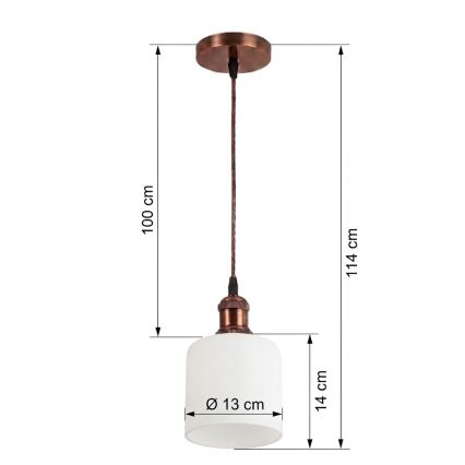 Brilagi - Lustru LED suspendat pe cablu RETRO GLASS 1xE27/60W/230V Ø 13 cm cupru/alb