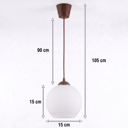 Brilagi - Lustru LED suspendat pe cablu RETRO GLASS 1xE27/60W/230V Ø 15 cm maro/alb