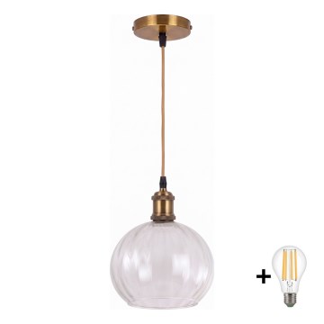 BRILAGI - Lustru LED suspendat pe cablu RETRO GLASS 1xE27/60W/230V Ø 25 cm auriu/transparent