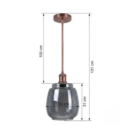 Brilagi - Lampă suspendată LED pe cablu RETRO GLASS 1xE27/60W/230V Ø 26 cm alb/gri fumuriu