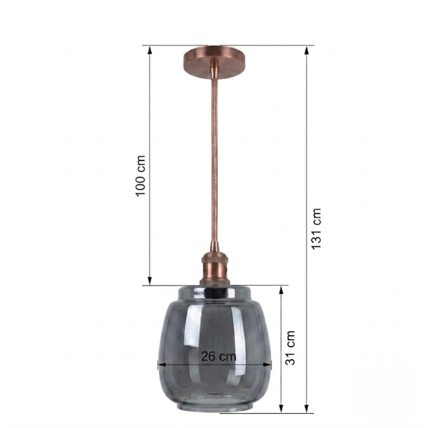 Brilagi - Lampă suspendată LED pe cablu RETRO GLASS 1xE27/60W/230V Ø 26 cm alb/gri fumuriu