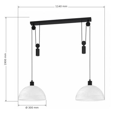 BRILAGI - lustru LED suspendat pe cablu RETRO GLASS 2xE27/40W/230V negru/alb