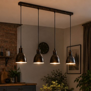 Brilagi - Lustru LED suspendat pe cablu RIDDY 4xE27/60W/230V cupru/patinat