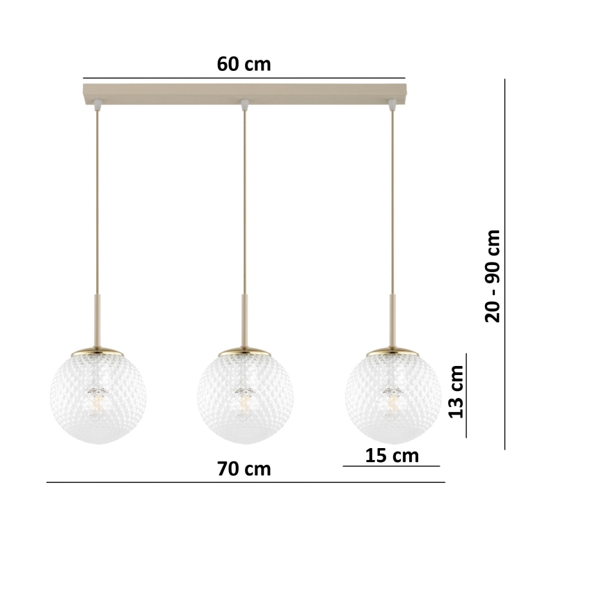Brilagi - Lustru pe cablu STELLA 3xE27/60W/230V bej/auriu