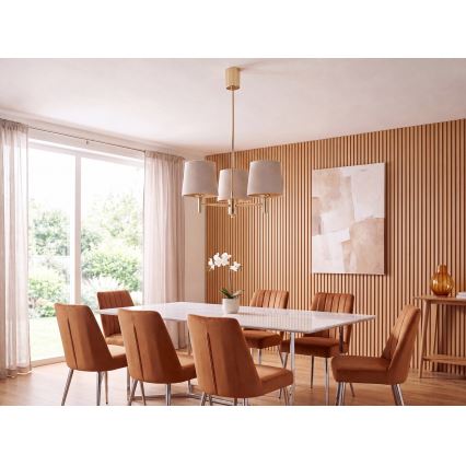Brilagi - Lustru pe tijă MONTE 3xE27/15W/230V bej/auriu