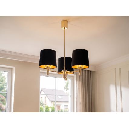 Brilagi - Lustru pe tijă MONTE 3xE27/15W/230V negru/auriu