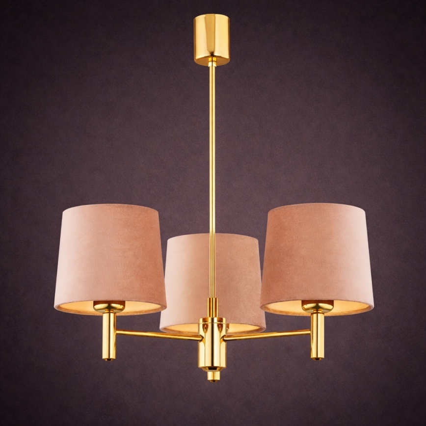 Brilagi - Lustru pe tijă MONTE 3xE27/60W/230V bej/auriu