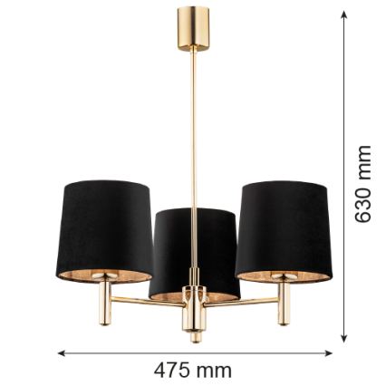 Brilagi - Lustru pe tijă MONTE 3xE27/60W/230V negru/auriu