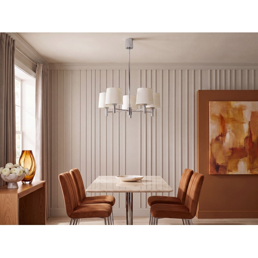 Brilagi - Lustru pe tijă MONTE 5xE27/15W/230V crem/crom lucios